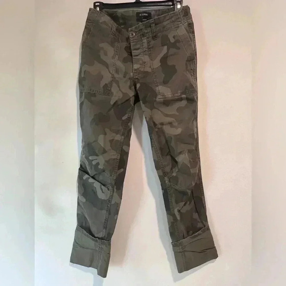 Le Superbe Pants Womens 2 Green Straight Camo Camouflage Ladies - Picture 1 of 9